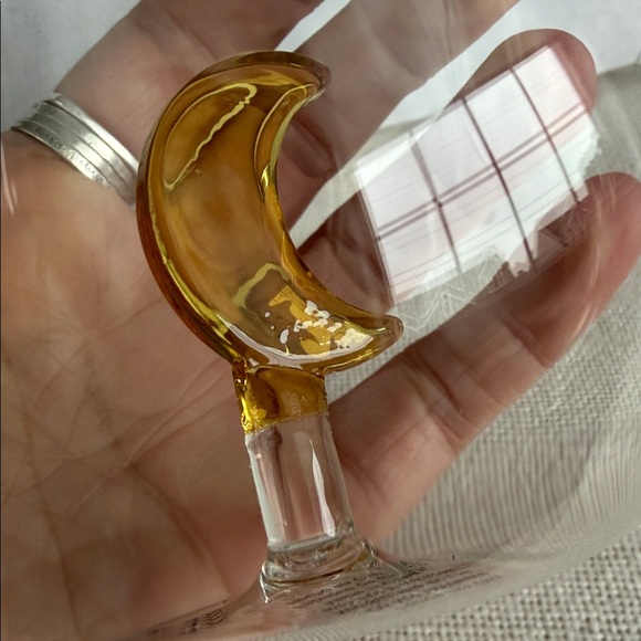 Anthropologie Clear Glass with Yellow Moon Accent